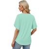image:imageWIHOLL Womens Summer Tops Short Petal Sleeve Shirts Fashion V Neck Womens Clothing01 Lakegreen