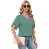 image:imageWIHOLL Womens Summer Tops Short Petal Sleeve Shirts Fashion V Neck Womens Clothing01 Lightgreen