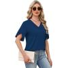 image:imageWIHOLL Womens Summer Tops Short Petal Sleeve Shirts Fashion V Neck Womens Clothing01 Navy