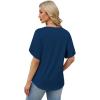 image:imageWIHOLL Womens Summer Tops Short Petal Sleeve Shirts Fashion V Neck Womens Clothing01 Navy