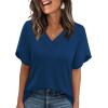 image:imageWIHOLL Womens Summer Tops Short Petal Sleeve Shirts Fashion V Neck Womens Clothing01 Navy