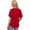 image:imageWIHOLL Womens Summer Tops Short Petal Sleeve Shirts Fashion V Neck Womens Clothing01 Red