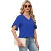 image:imageWIHOLL Womens Summer Tops Short Petal Sleeve Shirts Fashion V Neck Womens Clothing01 Royal