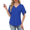 image:imageWIHOLL Womens Summer Tops Short Petal Sleeve Shirts Fashion V Neck Womens Clothing01 Royal