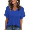 image:imageWIHOLL Womens Summer Tops Short Petal Sleeve Shirts Fashion V Neck Womens Clothing01 Royal