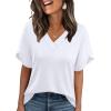 image:imageWIHOLL Womens Summer Tops Short Petal Sleeve Shirts Fashion V Neck Womens Clothing01 White