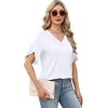 image:imageWIHOLL Womens Summer Tops Short Petal Sleeve Shirts Fashion V Neck Womens Clothing01 White