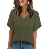 image:imageWIHOLL Womens Summer Tops Short Petal Sleeve Shirts Fashion V Neck Womens Clothing02 Armygreen