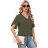 image:imageWIHOLL Womens Summer Tops Short Petal Sleeve Shirts Fashion V Neck Womens Clothing02 Armygreen