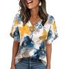 image:imageWIHOLL Womens Summer Tops Short Petal Sleeve Shirts Fashion V Neck Womens ClothingFloral 01