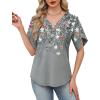 image:imageWIHOLL Womens Summer Tops Short Petal Sleeve Shirts Fashion V Neck Womens ClothingFloral 010