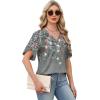 image:imageWIHOLL Womens Summer Tops Short Petal Sleeve Shirts Fashion V Neck Womens ClothingFloral 010