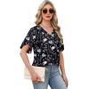 image:imageWIHOLL Womens Summer Tops Short Petal Sleeve Shirts Fashion V Neck Womens ClothingFloral 012