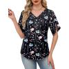 image:imageWIHOLL Womens Summer Tops Short Petal Sleeve Shirts Fashion V Neck Womens ClothingFloral 012