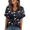 image:imageWIHOLL Womens Summer Tops Short Petal Sleeve Shirts Fashion V Neck Womens ClothingFloral 012