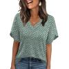 image:imageWIHOLL Womens Summer Tops Short Petal Sleeve Shirts Fashion V Neck Womens ClothingFloral 013