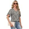 image:imageWIHOLL Womens Summer Tops Short Petal Sleeve Shirts Fashion V Neck Womens ClothingFloral 014