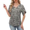 image:imageWIHOLL Womens Summer Tops Short Petal Sleeve Shirts Fashion V Neck Womens ClothingFloral 014