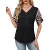 image:imageWIHOLL Womens Summer Tops Short Petal Sleeve Shirts Fashion V Neck Womens ClothingFloral 015