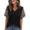 image:imageWIHOLL Womens Summer Tops Short Petal Sleeve Shirts Fashion V Neck Womens ClothingFloral 015