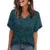 image:imageWIHOLL Womens Summer Tops Short Petal Sleeve Shirts Fashion V Neck Womens ClothingFloral 016