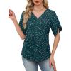 image:imageWIHOLL Womens Summer Tops Short Petal Sleeve Shirts Fashion V Neck Womens ClothingFloral 016