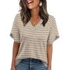 image:imageWIHOLL Womens Summer Tops Short Petal Sleeve Shirts Fashion V Neck Womens ClothingFloral 02
