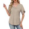 image:imageWIHOLL Womens Summer Tops Short Petal Sleeve Shirts Fashion V Neck Womens ClothingFloral 02
