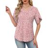 image:imageWIHOLL Womens Summer Tops Short Petal Sleeve Shirts Fashion V Neck Womens ClothingFloral 03