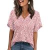 image:imageWIHOLL Womens Summer Tops Short Petal Sleeve Shirts Fashion V Neck Womens ClothingFloral 03