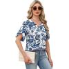 image:imageWIHOLL Womens Summer Tops Short Petal Sleeve Shirts Fashion V Neck Womens ClothingFloral 04