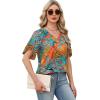 image:imageWIHOLL Womens Summer Tops Short Petal Sleeve Shirts Fashion V Neck Womens ClothingFloral 06