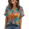 image:imageWIHOLL Womens Summer Tops Short Petal Sleeve Shirts Fashion V Neck Womens ClothingFloral 06
