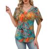 image:imageWIHOLL Womens Summer Tops Short Petal Sleeve Shirts Fashion V Neck Womens ClothingFloral 06
