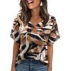 image:imageWIHOLL Womens Summer Tops Short Petal Sleeve Shirts Fashion V Neck Womens ClothingFloral 07