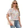 image:imageWIHOLL Womens Summer Tops Short Petal Sleeve Shirts Fashion V Neck Womens ClothingFloral 08