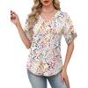 image:imageWIHOLL Womens Summer Tops Short Petal Sleeve Shirts Fashion V Neck Womens ClothingFloral 08