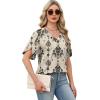 image:imageWIHOLL Womens Summer Tops Short Petal Sleeve Shirts Fashion V Neck Womens ClothingFloral 09