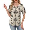 image:imageWIHOLL Womens Summer Tops Short Petal Sleeve Shirts Fashion V Neck Womens ClothingFloral 09