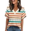 image:imageWIHOLL Womens Summer Tops Short Petal Sleeve Shirts Fashion V Neck Womens ClothingStriped 02