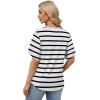 image:imageWIHOLL Womens Summer Tops Short Petal Sleeve Shirts Fashion V Neck Womens ClothingStriped 03