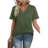 image:imageWIHOLL Womens Summer Tops Short Sleeve Basic Casual V Neck T Shirts Trendy Fashion 2026Army Green
