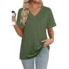 image:imageWIHOLL Womens Summer Tops Short Sleeve Basic Casual V Neck T Shirts Trendy Fashion 2026Army Green