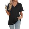 image:imageWIHOLL Womens Summer Tops Short Sleeve Basic Casual V Neck T Shirts Trendy Fashion 2026Black