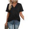 image:imageWIHOLL Womens Summer Tops Short Sleeve Basic Casual V Neck T Shirts Trendy Fashion 2026Black