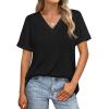 image:imageWIHOLL Womens Summer Tops Short Sleeve Basic Casual V Neck T Shirts Trendy Fashion 2026Black