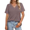 image:imageWIHOLL Womens Summer Tops Short Sleeve Basic Casual V Neck T Shirts Trendy Fashion 2026Brown