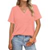 image:imageWIHOLL Womens Summer Tops Short Sleeve Basic Casual V Neck T Shirts Trendy Fashion 2026Coral