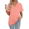 image:imageWIHOLL Womens Summer Tops Short Sleeve Basic Casual V Neck T Shirts Trendy Fashion 2026Coral