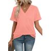 image:imageWIHOLL Womens Summer Tops Short Sleeve Basic Casual V Neck T Shirts Trendy Fashion 2026Coral